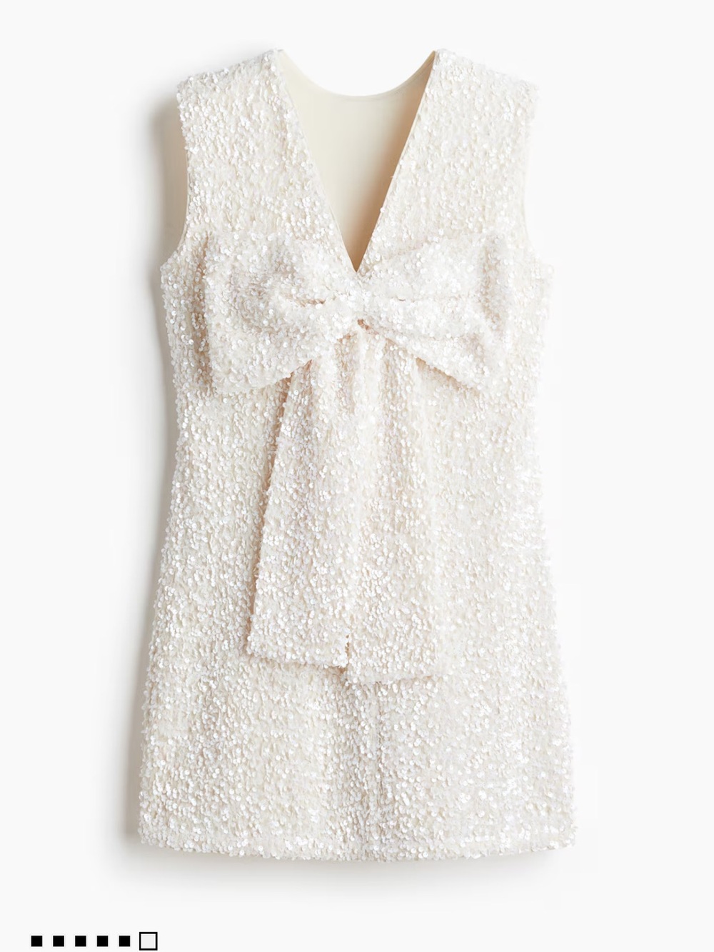 H&M Ivory Sequin Bow Mini Dress
